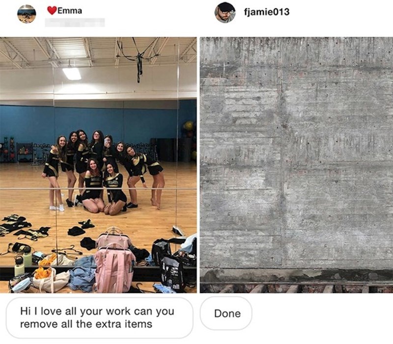 Zamolile su ga da se riješi viška nepotrebnih stvari s fotke, tako je i učinio.