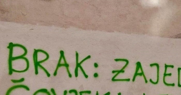 Na fasadi zgrade osvanuo je urnebesan grafit, morate vidjeti kako je autor definirao brak