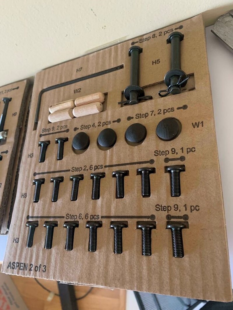 Dijelovi su podijeljeni po koracima kako se koriste