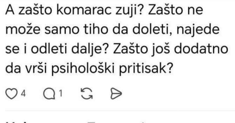 Objava tipa o komarcima širi se regijom zbog urnebesnog objašnjenja u komentaru, neke će naljutiti