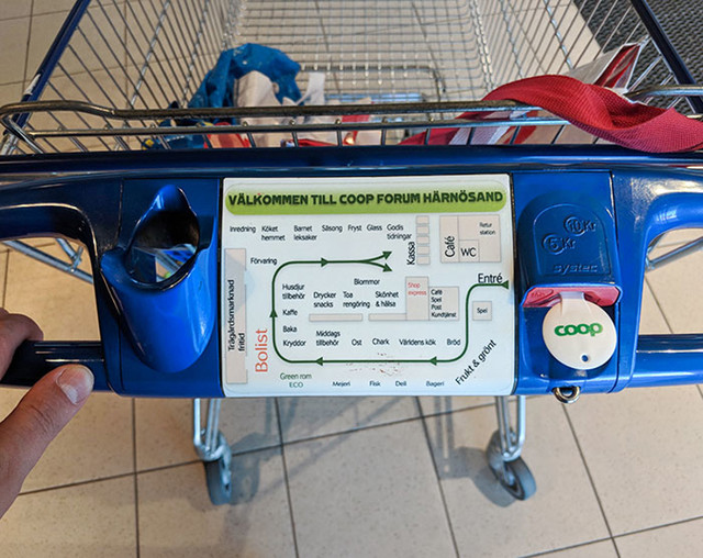Kolica supermarketa u Švedskoj imaju na sebi mapu supermarketa