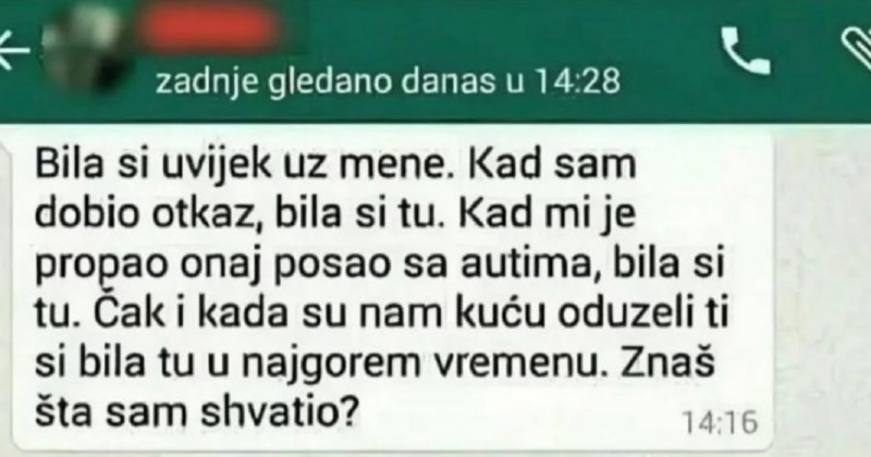 Spoznao je koliku podršku ima od žene i sastavio joj divnu poruku, a onda se dogodio urnebesan obrat