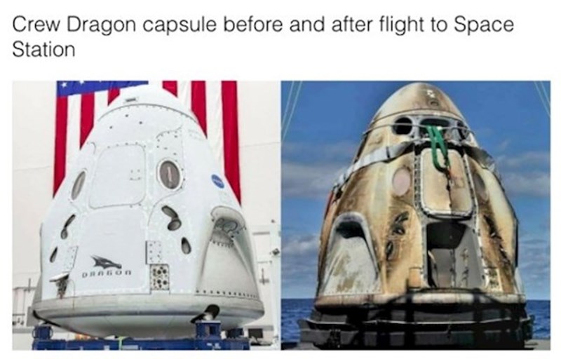 Kapsula prije i poslije leta do svemirske stanice
