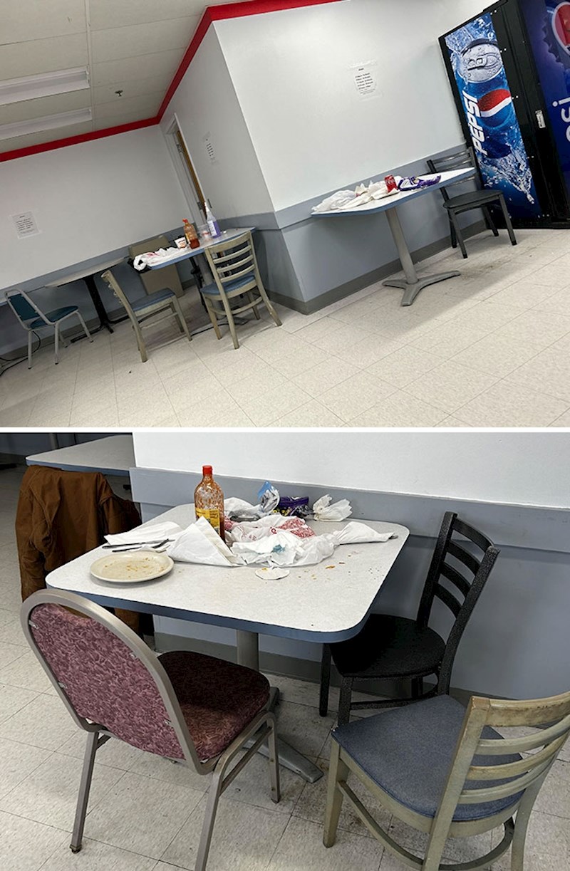 Nered koji moj kolektiv ostavi za sobom nakon pauze. Onima od vas koji kažu da sam sam to trebao počistiti- ne čistim nečiji nered na svojoj 20-minutnoj pauzi