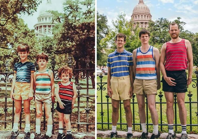 1984. i 2013. - 29 godina kasnije, moja braća i ja rekreirali smo našu obiteljsku fotografiju s odmora u Texasu