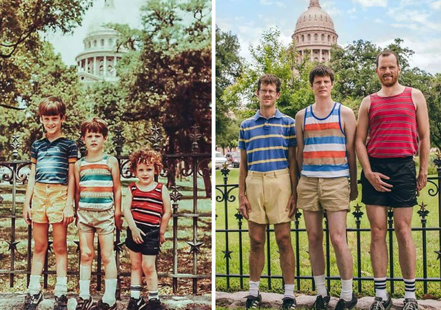 1984. i 2013. - 29 godina kasnije, moja braća i ja rekreirali smo našu obiteljsku fotografiju s odmora u Texasu
