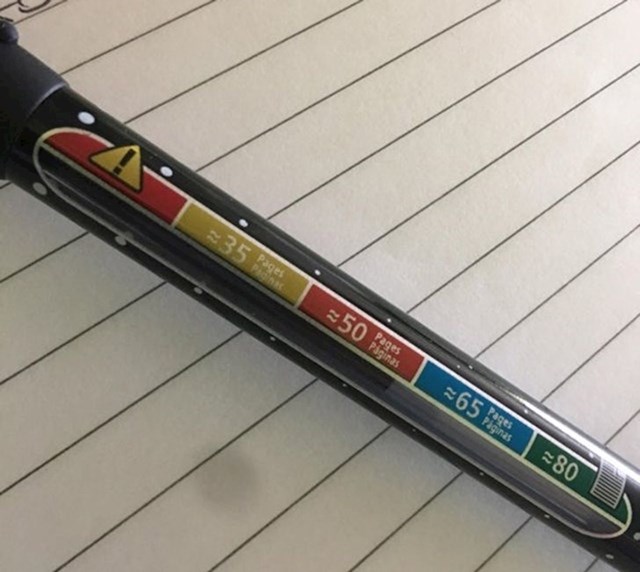 Olovka koja pokazuje koliko stranica možete ispisati s određenom količinom tinte