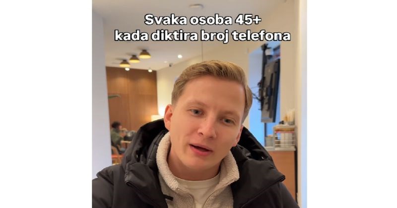 Fora prikazuje kako ljudi stariji od 45 diktiraju brojeve mobitela, totalno je pogođena
