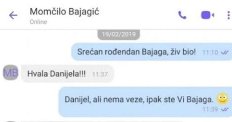 Tip svake godine čestita Bajagi rođendan, dopisivanje je postalo hit u regiji zbog komičnog detalja