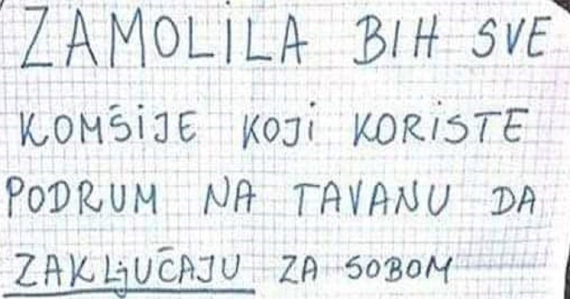 Urnebesna molba fotkana u haustoru zgrade hit je u regiji, za sve je zaslužan detalj na kraju