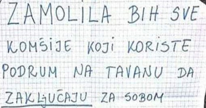 Urnebesna molba fotkana u haustoru zgrade hit je u regiji, za sve je zaslužan detalj na kraju