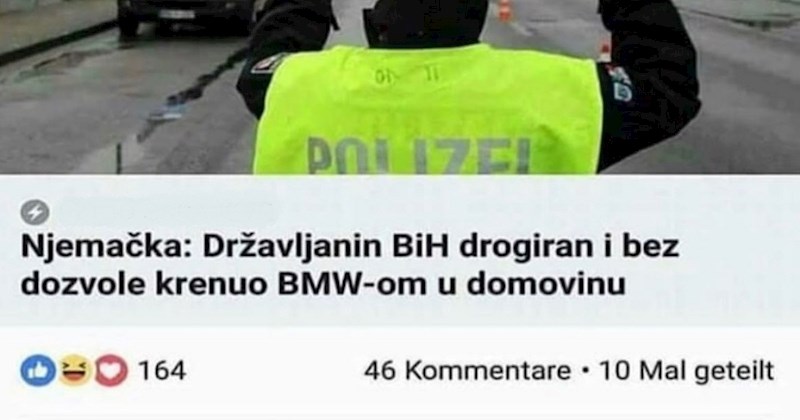 Bosanac koji je drogiran vozio iz Njemačke kući hit je zbog urnebesnog komentara, morate vidjeti