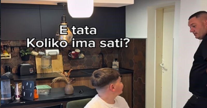 Tata i sin nisu imali kako vidjeti koliko je sati pa se tata sjetio urnebesne metode, morate vidjeti