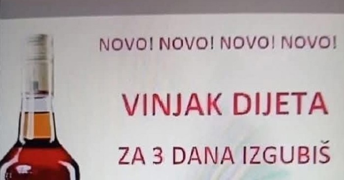 Oglas na Fejsu prikazuje prednosti dijete s vinjakom, ekipa je oduševljena forom