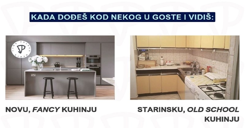 Fora o razlici između starinskih i modernih kuhinja nasmijala je mreže, totalno je pogođena