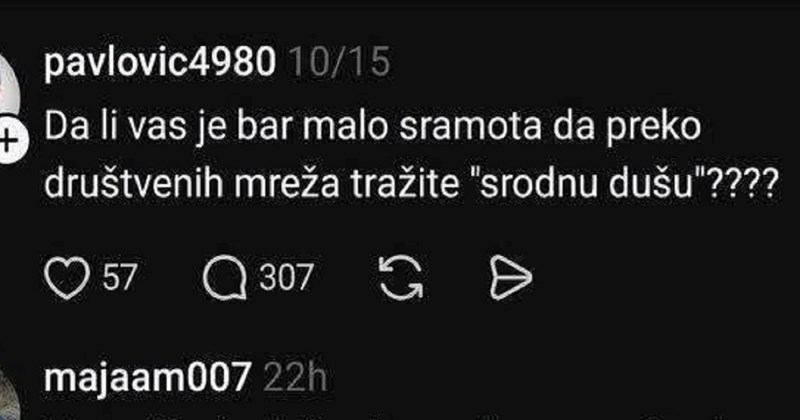 Tip je kritizirao ženu jer traži partnera preko mreža, ona ga savršeno poklopila odgovorom