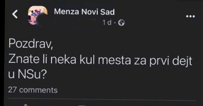 Tražio je mjesto za prvi spoj u Novom Sadu, urnebesan prijedlog ovog tipa će vas oduševiti