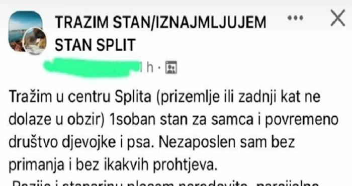 Urnebesan oglas u kojem tip traži stan za najam u Splitu hit je na Fejsu, morate vidjeti