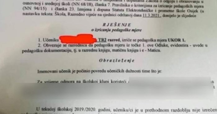 Učenik u Osijeku je dobio ukor, ono što je napravio je toliko bizarno da ljudi ne mogu doći sebi