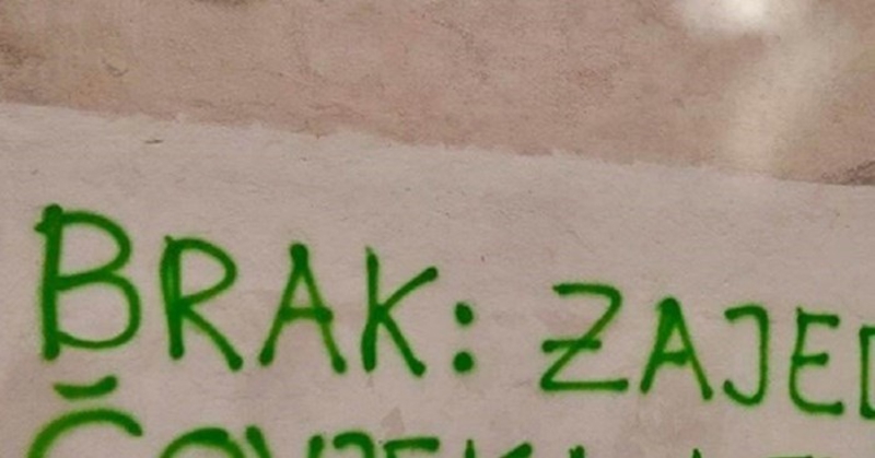 Na fasadi zgrade osvanuo je urnebesan grafit, morate vidjeti kako je autor definirao brak