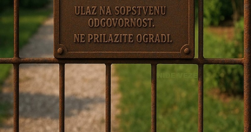 Objesio je znak na ogradu kako bi upozorio prolaznike na opasnost, odmah ćete vidjeti zašto je hit