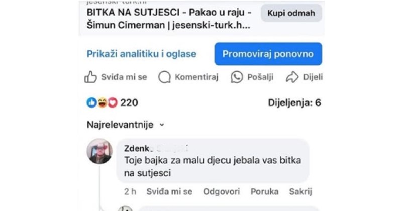 Stanovitog Zdenka iživcirao je članak o bitki na Sutjesci, sada se svi smiju raspletu u komentarima