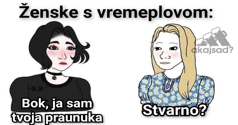 Fora prikazuje što bi učinile žene, a što muškarci s vremeplovom. Genijalna je