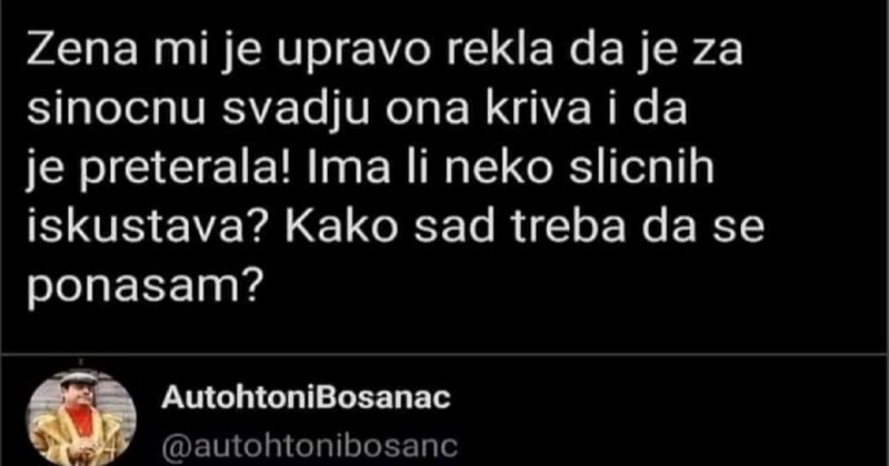 Žena mu je priznala krivnju za svađu pa se tip zbunio, savjet drugog muškarca teški je hit