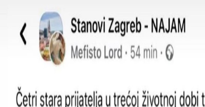 Penzioner je preko FB grupe pokušao pronaći stan, plakat ćete od smijeha kad vidite zašto mu treba