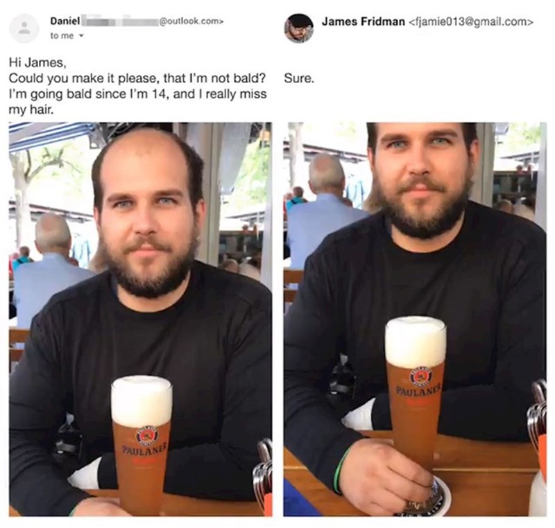 Možeš li napraviti da izgleda kao da imam kosu?