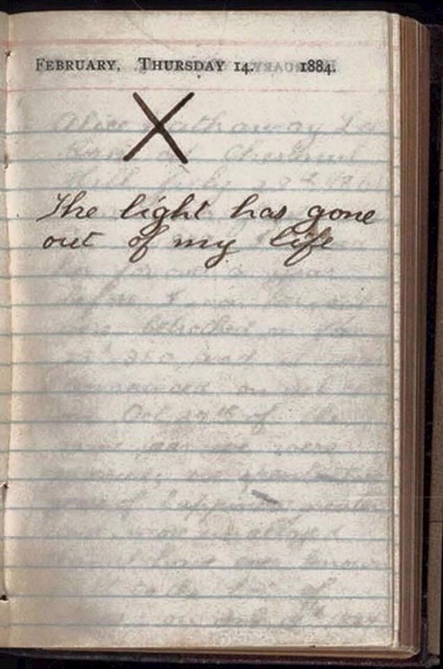 Jedini dnevnički zapis Theodorea Roosevelta na Valentinovo 1884., na dan kada su i njegova žena Alice i majka Martha umrle, samo nekoliko sati jedna nakon druge