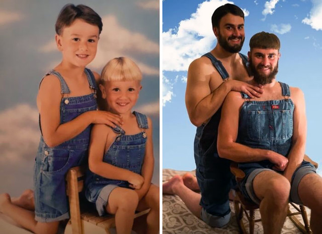Neobjašnjivo je koliko je truda i predanosti uloženo u remake ove fotografije mene i brata