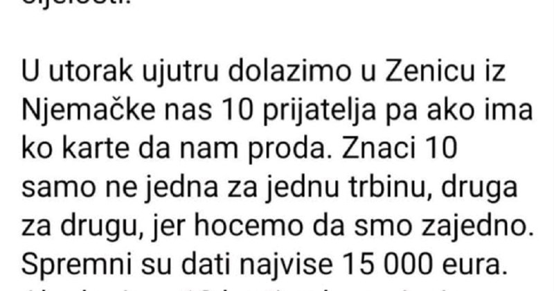 Gastarbajteri nude 15 000 eura za 10 karti za večerašnju utakmicu BIH s Italijom, ovo morate vidjeti