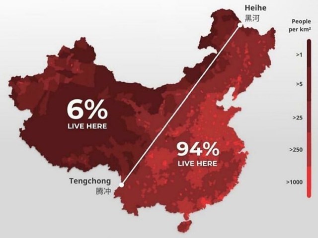 Gustoća naseljenosti u Kini