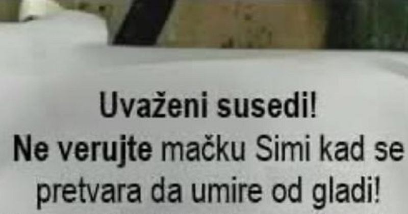 Vlasnici su upozorili susjede o podmuklim trikovima njihovog mačka, poruka je urnebesna