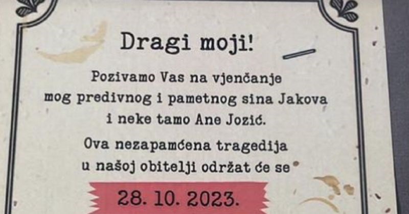 Bizarna pozivnica za vjenčanje širi se Hrvatskom, odmah ćete vidjeti zašto je toliki hit