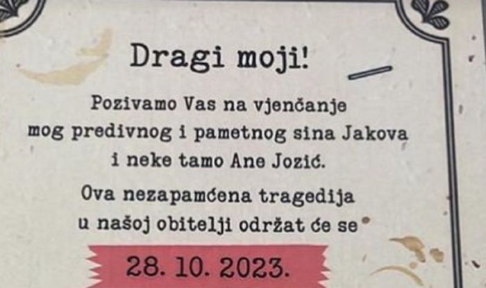 Bizarna pozivnica za vjenčanje širi se Hrvatskom, odmah ćete vidjeti zašto je toliki hit