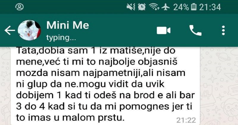 Dopisivanje tate pomorca i sina koji je dobio jedan iz matematike hit je na Fejsu, rastopit će vas!