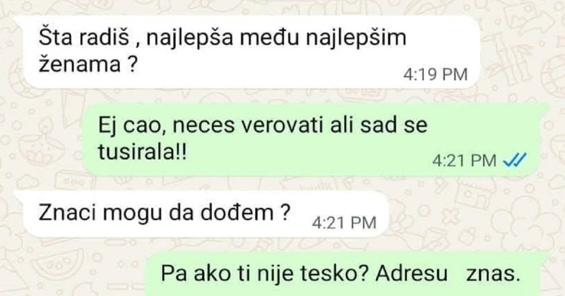 Bizarno dopisivanje tipa i cure šera se regijom brzinom munje, ovo je teško prepričati