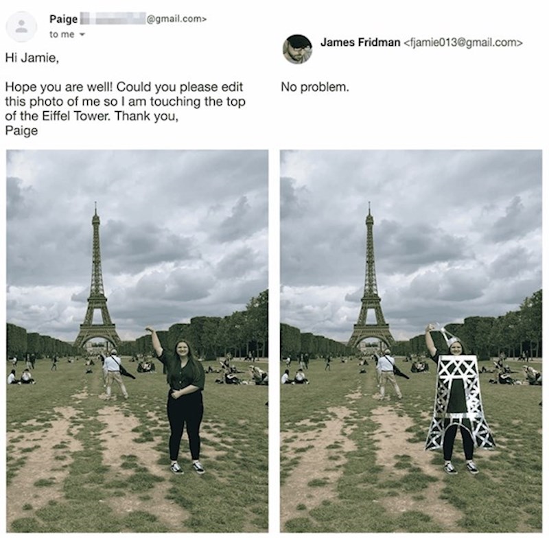 Možeš li napraviti da diram vrh Eiffelovog tornja?