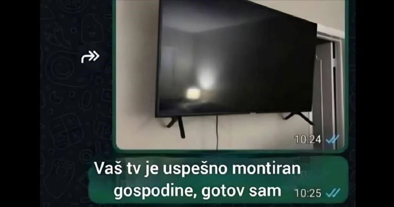 Majstor je montirao TV na zid, ali je ostavio nožice. Objašnjenje vlasniku stana hit je u regiji!