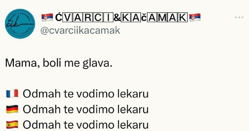 Fora prikazuje razliku između Balkana i svijeta kad se dijete požali da ga boli, hit je