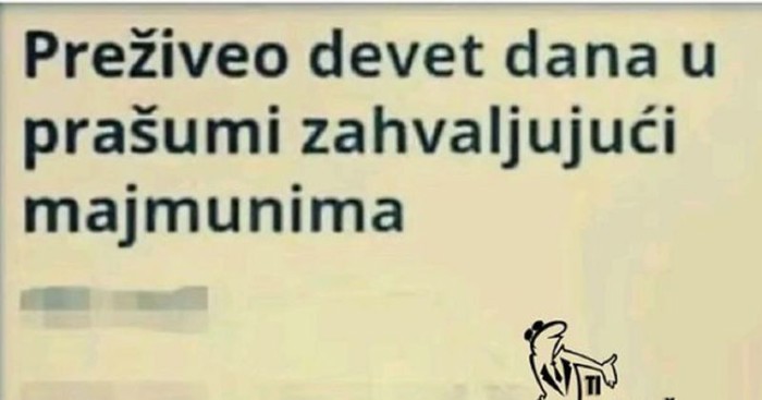 Tip je preživio u prašumi zbog majmuna, netko je to usporedio sa stanjem u Srbiji. Morate vidjeti