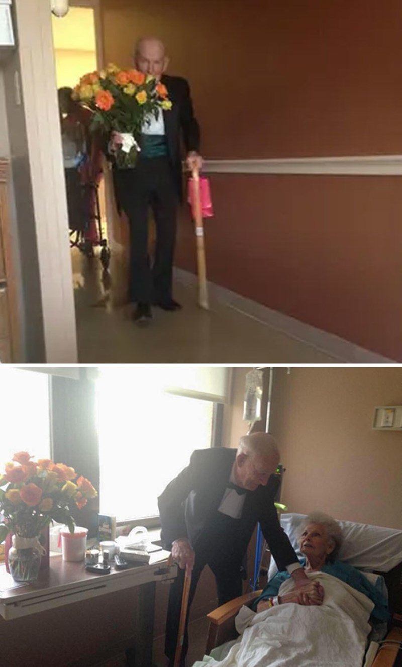 Ona je možda u bolnici, ali on se pobrinuo da ipak proslave 57 godina braka