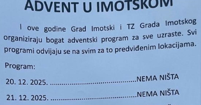 Program adventa u Imotskom širi se Hrvatskom brzinom munje, ironična objava skuplja tisuće lajkova