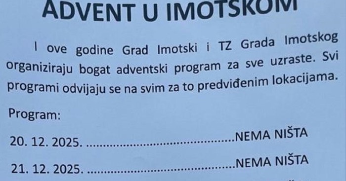 Program adventa u Imotskom širi se Hrvatskom brzinom munje, ironična objava skuplja tisuće lajkova