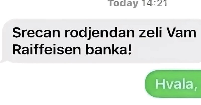 Tip je dobio generiranu poruku za rođendan od banke, zbog njegovog odgovora fotka je totalni hit