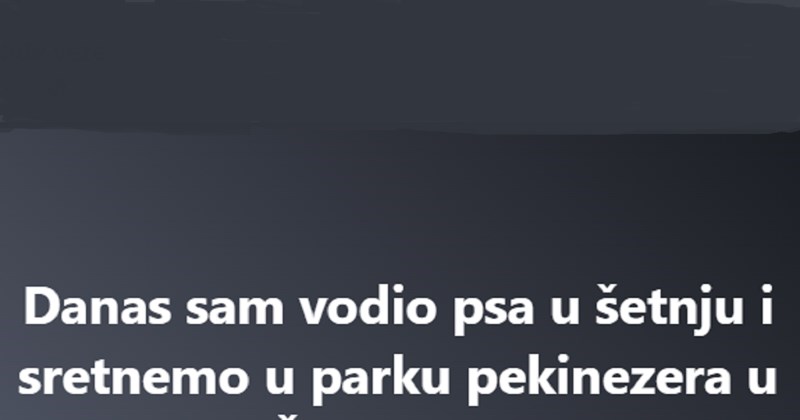 Vlasnik psa prepričao je događaj iz šetnje parkom i nasmijao Fejs, status mu ima 10 tisuća lajkova