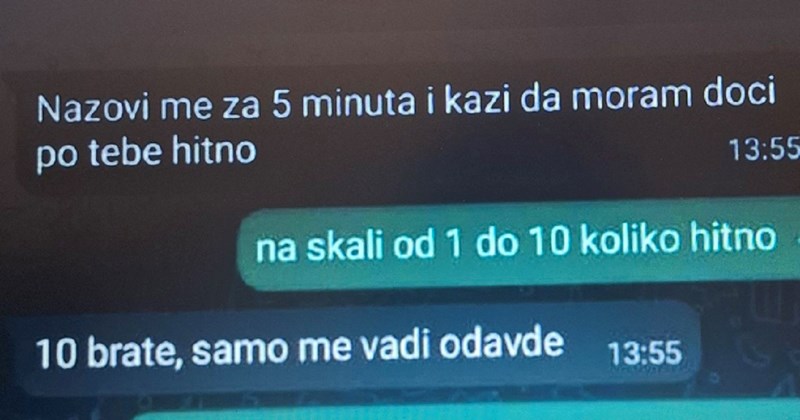 Poslao je prijatelju poruku da ga izvuče iz neugodne situacije, njegov odgovor hit je u regiji