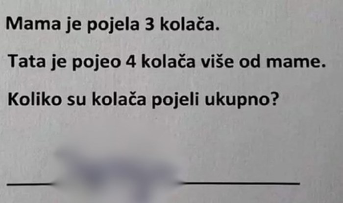 Dijete se nije dalo zbuniti na ovaj zadatak iz matematike, odgovor je nasmijao cijelu Hrvatsku